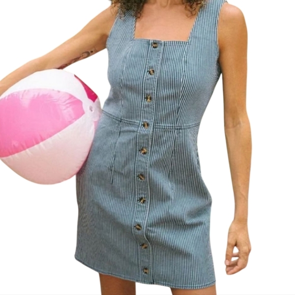 Jackson Rowe Dresses & Skirts - Jackson Rowe Rosario Dress Nautical Sustainable Womens L Preppy Stripe Buttons